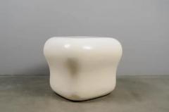 Robert Kuo Contemporary Cream Lacquer Cushion Drumstool by Robert Kuo Limited Edition - 3836838