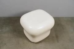 Robert Kuo Contemporary Cream Lacquer Cushion Drumstool by Robert Kuo Limited Edition - 3836839