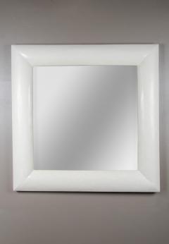 Robert Kuo Contemporary Cream Lacquer Square Mirror by Robert Kuo Limited Edition - 4513489