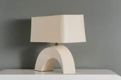 Robert Kuo Contemporary Cream Lacquer Twisted Arch Table Lamp by Robert Kuo - 3834832