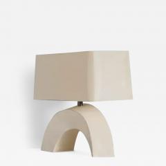 Robert Kuo Contemporary Cream Lacquer Twisted Arch Table Lamp by Robert Kuo - 3836251