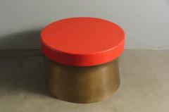 Robert Kuo Contemporary Dong Shan Table in Red Lacquer and Brass by Robert Kuo - 3836769