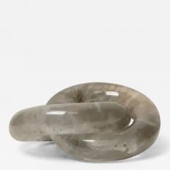 Robert Kuo Contemporary Double Ring Link Sculpture in Smoke Crystal by Robert Kuo - 3848948