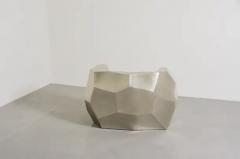 Robert Kuo Contemporary Facet Lounge Chair in Hand Repouss White Bronze by Robert Kuo - 3836897