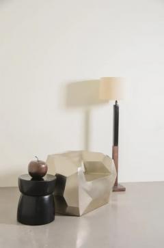 Robert Kuo Contemporary Facet Lounge Chair in Hand Repouss White Bronze by Robert Kuo - 3836910