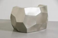 Robert Kuo Contemporary Facet Lounge Chair in Hand Repouss White Bronze by Robert Kuo - 3836918