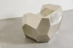 Robert Kuo Contemporary Facet Lounge Chair in Hand Repouss White Bronze by Robert Kuo - 3836919