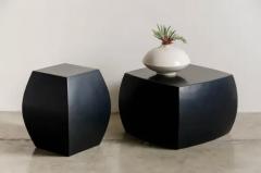 Robert Kuo Contemporary Fang Drumstool in Black Lacquer by Robert Kuo Limited Edition - 3834844