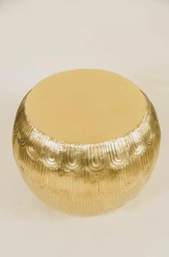 Robert Kuo Contemporary Fish Scale Design Low Drumstool in Brass by Robert Kuo Limited - 3835070