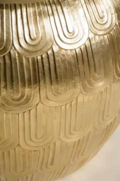 Robert Kuo Contemporary Fish Scale Design Low Drumstool in Brass by Robert Kuo Limited - 3835081