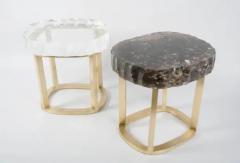 Robert Kuo Contemporary Glacier Side Table in Smoke Crystal and Brass by Robert Kuo - 3838352
