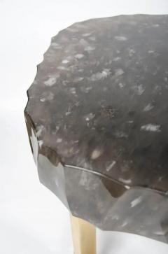 Robert Kuo Contemporary Glacier Side Table in Smoke Crystal and Brass by Robert Kuo - 3838382