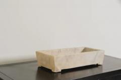 Robert Kuo Contemporary Han Bai Yu Stone Rectangular Cachepot by Robert Kuo - 3952865