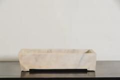 Robert Kuo Contemporary Han Bai Yu Stone Rectangular Cachepot by Robert Kuo - 3952867