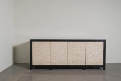 Robert Kuo Contemporary Hand Carved Cream Lacquer Cloud Design Buffet by Robert Kuo - 4359464