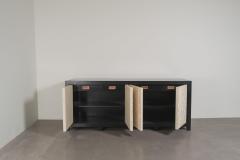Robert Kuo Contemporary Hand Carved Cream Lacquer Cloud Design Buffet by Robert Kuo - 4359494