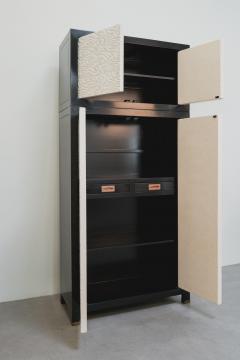 Robert Kuo Contemporary Hand Carved Cream Lacquer Cloud Design Chest on Chest by Robert Kuo - 4456847