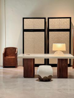 Robert Kuo Contemporary Hand Carved Cream Lacquer Cloud Design Chest on Chest by Robert Kuo - 4456848