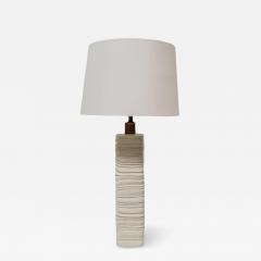 Robert Kuo Contemporary Hand Carved Cream Lacquer Feather Table Lamp by Robert Kuo - 4690658