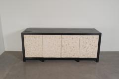 Robert Kuo Contemporary Hand Carved Cream Lacquer Floral Design Buffet by Robert Kuo - 4359463