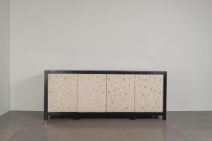 Robert Kuo Contemporary Hand Carved Cream Lacquer Floral Design Buffet by Robert Kuo - 4359468