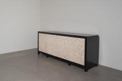 Robert Kuo Contemporary Hand Carved Cream Lacquer Floral Design Buffet by Robert Kuo - 4359472