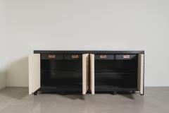 Robert Kuo Contemporary Hand Carved Cream Lacquer Floral Design Buffet by Robert Kuo - 4359473