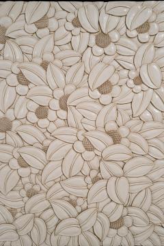 Robert Kuo Contemporary Hand Carved Cream Lacquer Floral Design Buffet by Robert Kuo - 4359489