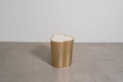 Robert Kuo Contemporary Hand Repouss Brass Lobed Drumstool w Lacquer Top by Robert Kuo - 4750748