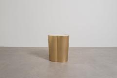 Robert Kuo Contemporary Hand Repouss Brass Lobed Drumstool w Lacquer Top by Robert Kuo - 4750749