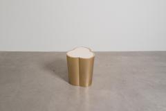 Robert Kuo Contemporary Hand Repouss Brass Lobed Drumstool w Lacquer Top by Robert Kuo - 4750758