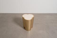 Robert Kuo Contemporary Hand Repouss Brass Lobed Drumstool w Lacquer Top by Robert Kuo - 4750760