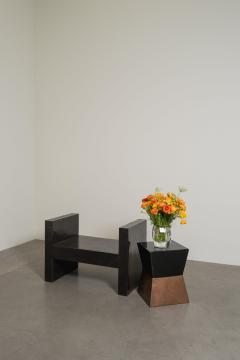 Robert Kuo Contemporary Hand Repouss H Chair in Black Copper Finish by Robert Kuo - 4704676