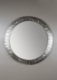 Robert Kuo Contemporary Hand Repouss Ju Wen Mirror in White Bronze by Robert Kuo - 4513483
