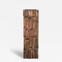 Robert Kuo Contemporary Hand Repouss Kuai Block Vase in Antique Copper by Robert Kuo - 3836289