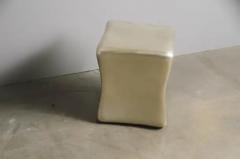 Robert Kuo Contemporary Hand Repouss Pillow Drumstool in White Bronze by Robert Kuo - 3836737