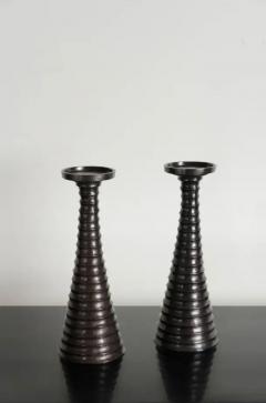 Robert Kuo Contemporary Hand Repouss Tang Candlestand in Black Copper by Robert Kuo - 3834982