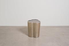Robert Kuo Contemporary Hand Repouss White Bronze Lobed Drumstool by Robert Kuo - 4750764