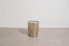 Robert Kuo Contemporary Hand Repouss White Bronze Lobed Drumstool by Robert Kuo - 4750766