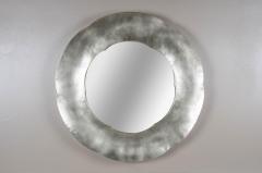 Robert Kuo Contemporary Hand Repouss White Bronze Six Petal Mirror by Robert Kuo - 4513484