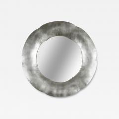 Robert Kuo Contemporary Hand Repouss White Bronze Six Petal Mirror by Robert Kuo - 4513554