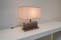 Robert Kuo Contemporary Ice Rectangular Table Lamp in Smoke Crystal w Copper by Robert Kuo - 4690620