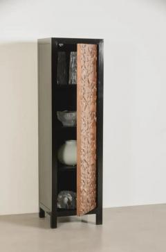 Robert Kuo Contemporary Isola Design Copper Repousse Door Narrow Cabinet by Robert Kuo - 3952893