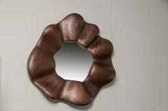 Robert Kuo Contemporary Ji Guan Mirror in Hand Repouss Copper by Robert Kuo - 3838273