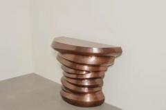 Robert Kuo Contemporary Jie Design Demi Lune Table in Antiqued Copper by Robert Kuo - 3836963