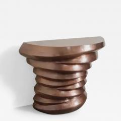 Robert Kuo Contemporary Jie Design Demi Lune Table in Antiqued Copper by Robert Kuo - 3848950