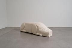 Robert Kuo Contemporary Lacquered Repouss Pig Seat in Cream Lacquer by Robert Kuo - 4750729