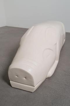 Robert Kuo Contemporary Lacquered Repouss Pig Seat in Cream Lacquer by Robert Kuo - 4750736