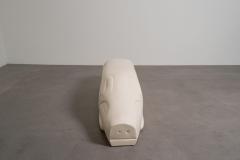 Robert Kuo Contemporary Lacquered Repouss Pig Seat in Cream Lacquer by Robert Kuo - 4750738