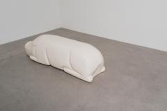 Robert Kuo Contemporary Lacquered Repouss Pig Seat in Cream Lacquer by Robert Kuo - 4750759